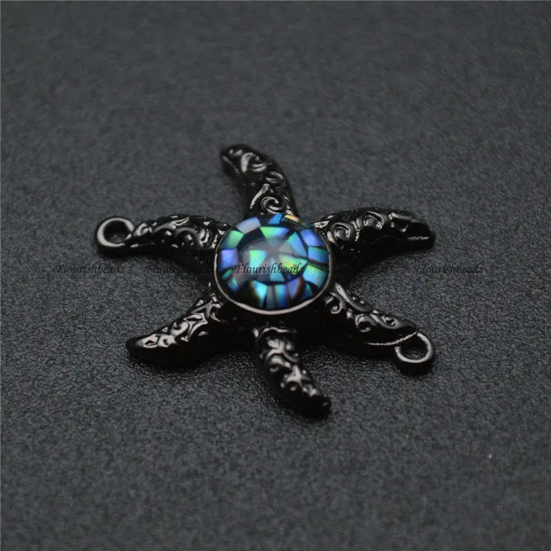 New Arrival Natural Abalone Shell Cover Sea Star Shape Beads Two Loops Jewelry Connectors Bracelet Charms Necklace Pendant | Украшения и