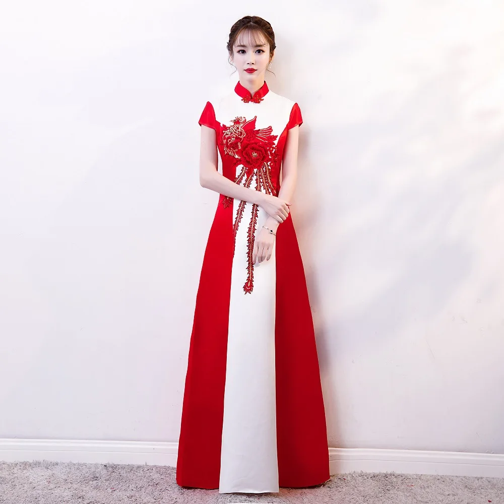 sexy Standing collar Blue and white porcelain improved cheongsam Embroidery Chinese evening dress Vestidos Size S-XXL | Тематическая