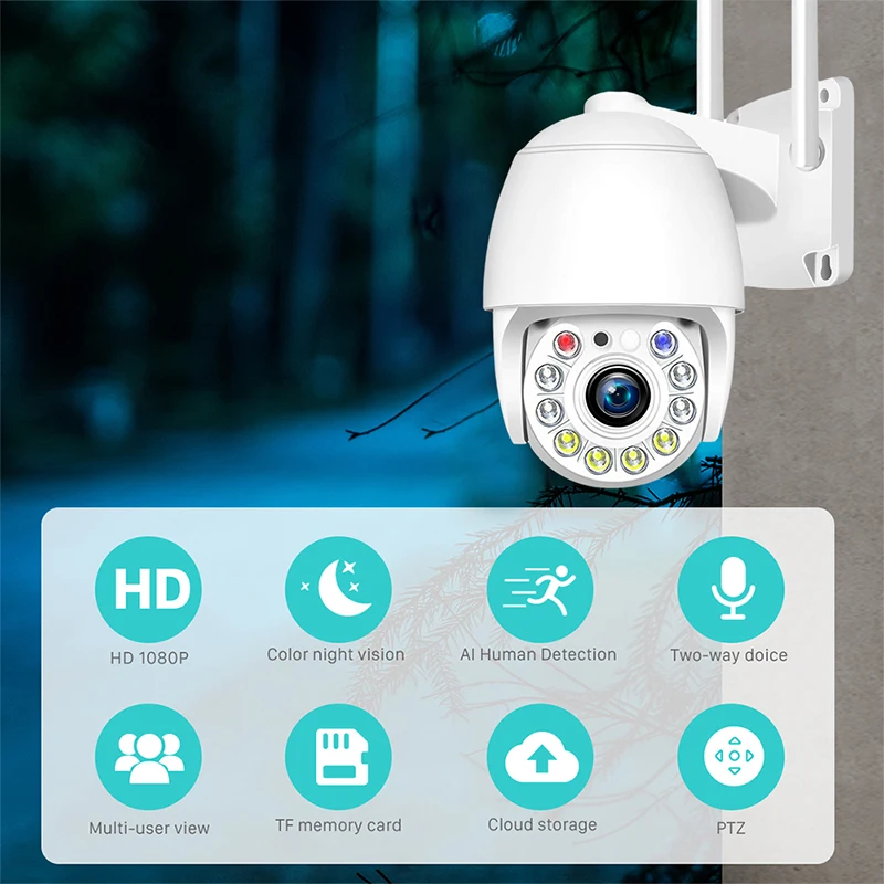 Камера наружная Водонепроницаемая с поддержкой Wi-Fi и функцией ночного видения