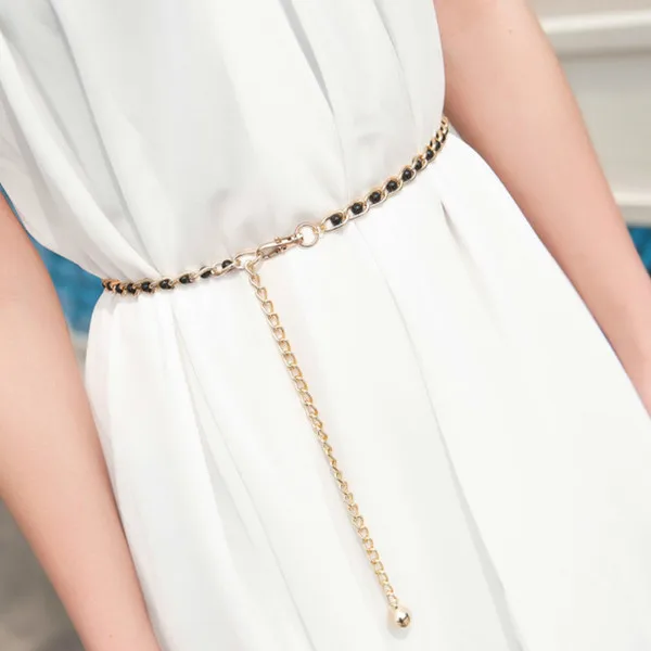 1 шт. модный дизайн пояса тонкие модели цепи имитация жемчуга сплава 115 см