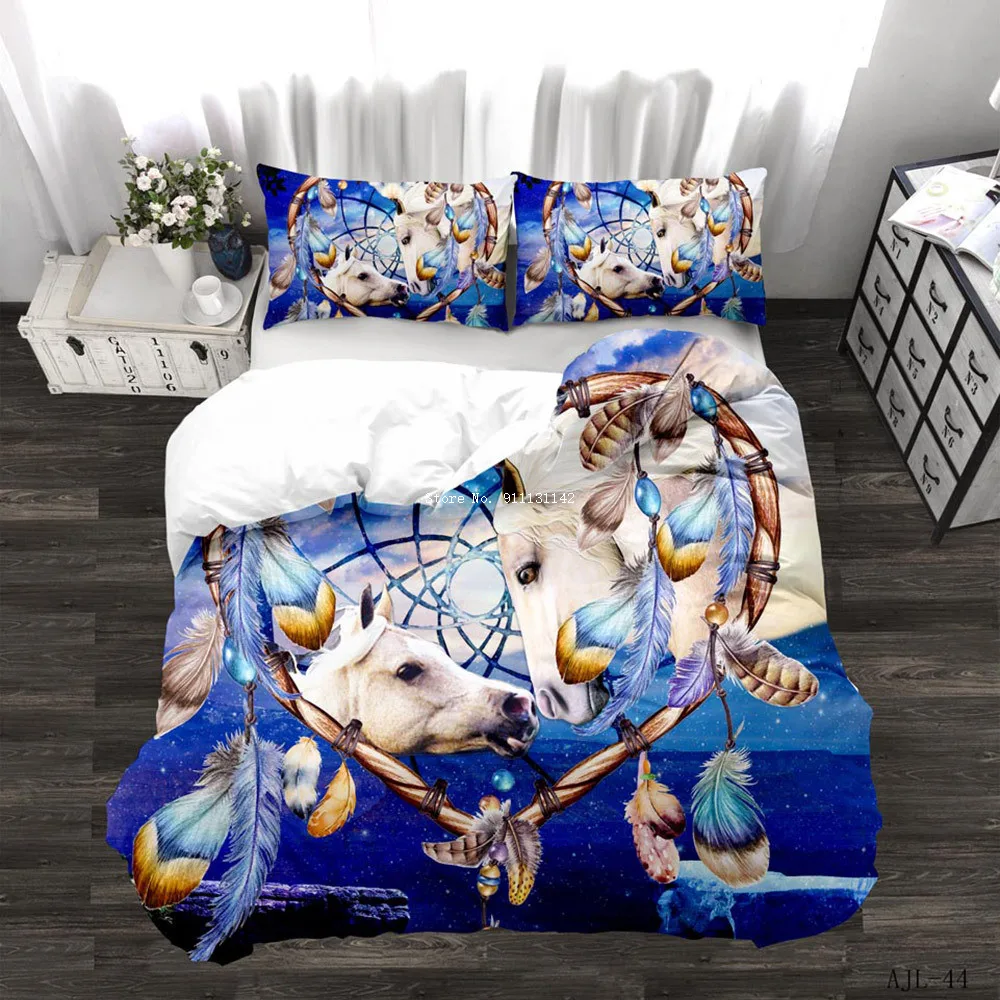 

Color Dream Catcher Unicorn Print Bedding Set Cartoon Down Quilts Pillow Cover Full Double Single King Queen Size 3D Bedding