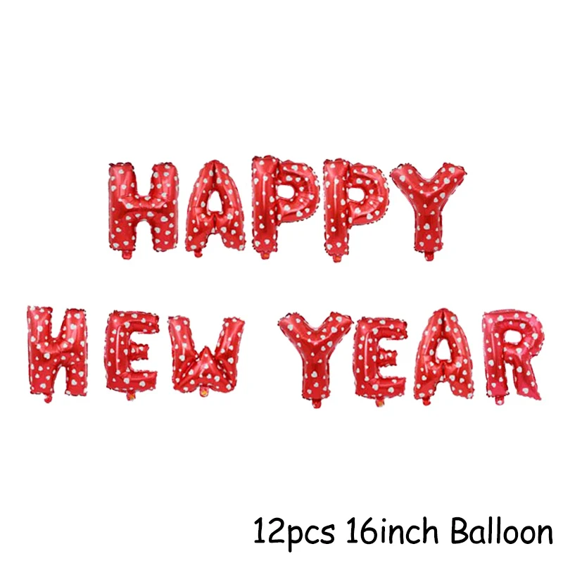 12pcs Balloons Фоторамка с новогодним декором воздушные шары из фольги новогодние Вечерние Декорации шариковые шары с цифрами - Цвет: 12pcs Balloons
