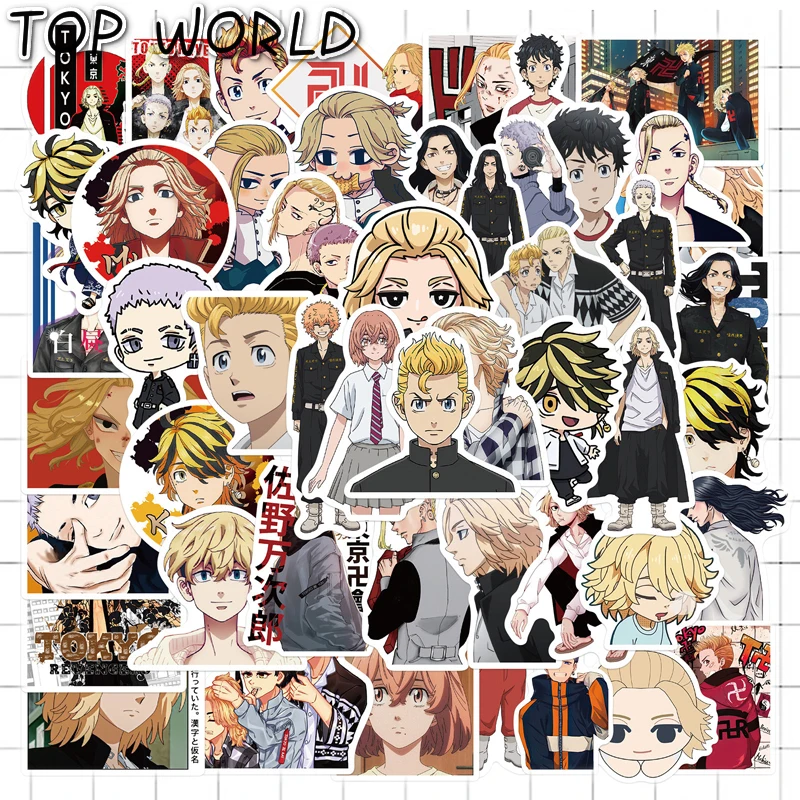 10/50Pcs/set Tokyo Revengers Cartoon Anime Graffiti Stickers For Kid Suitcase Helmet Luggage Skateboard Decals Case Laptop