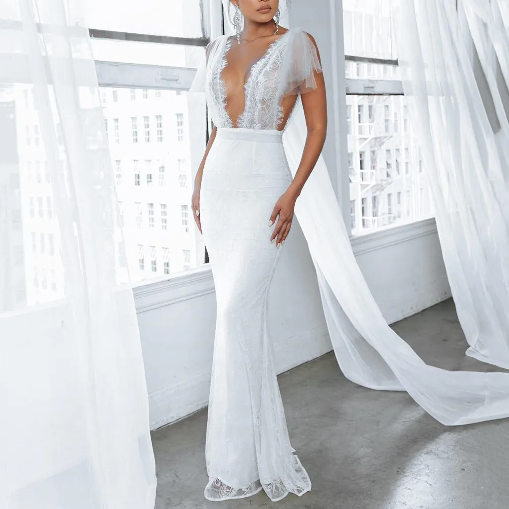 Летнее женское платье с открытой спиной без рукавов v образным вырезом кружевное