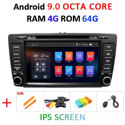 4G+ 64G 8 CORE 2 Din Android 9,0 автомобильный dvd мультимедийный плеер gps Авторадио для SKODA Octavia 2009-2013 автомобильный Радио wifi DVR obd2 DSP - Цвет: 4G 64 IPS