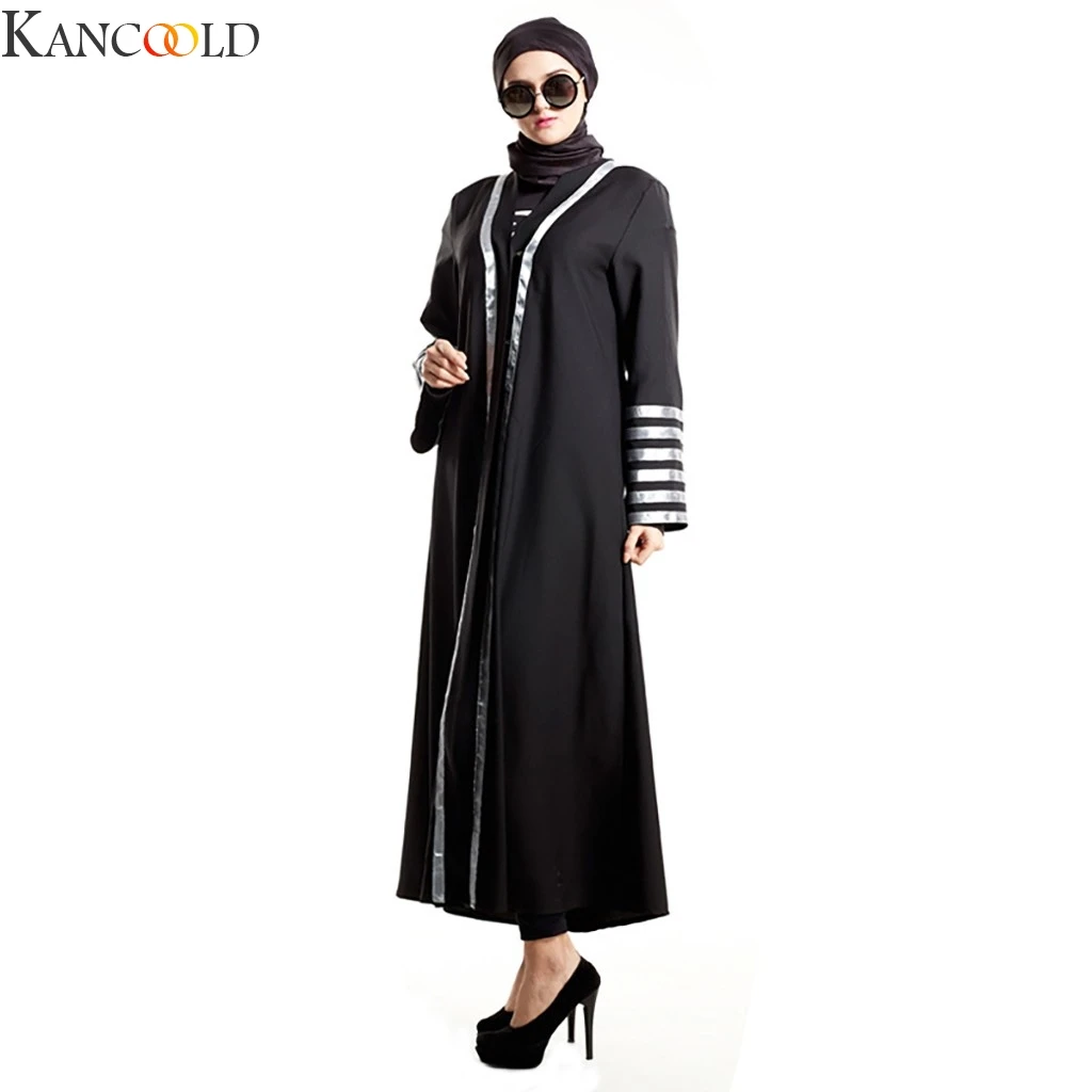 KANCOOLD мусульманские Длинные платья черный синий цвета абайя длинный халат Платья