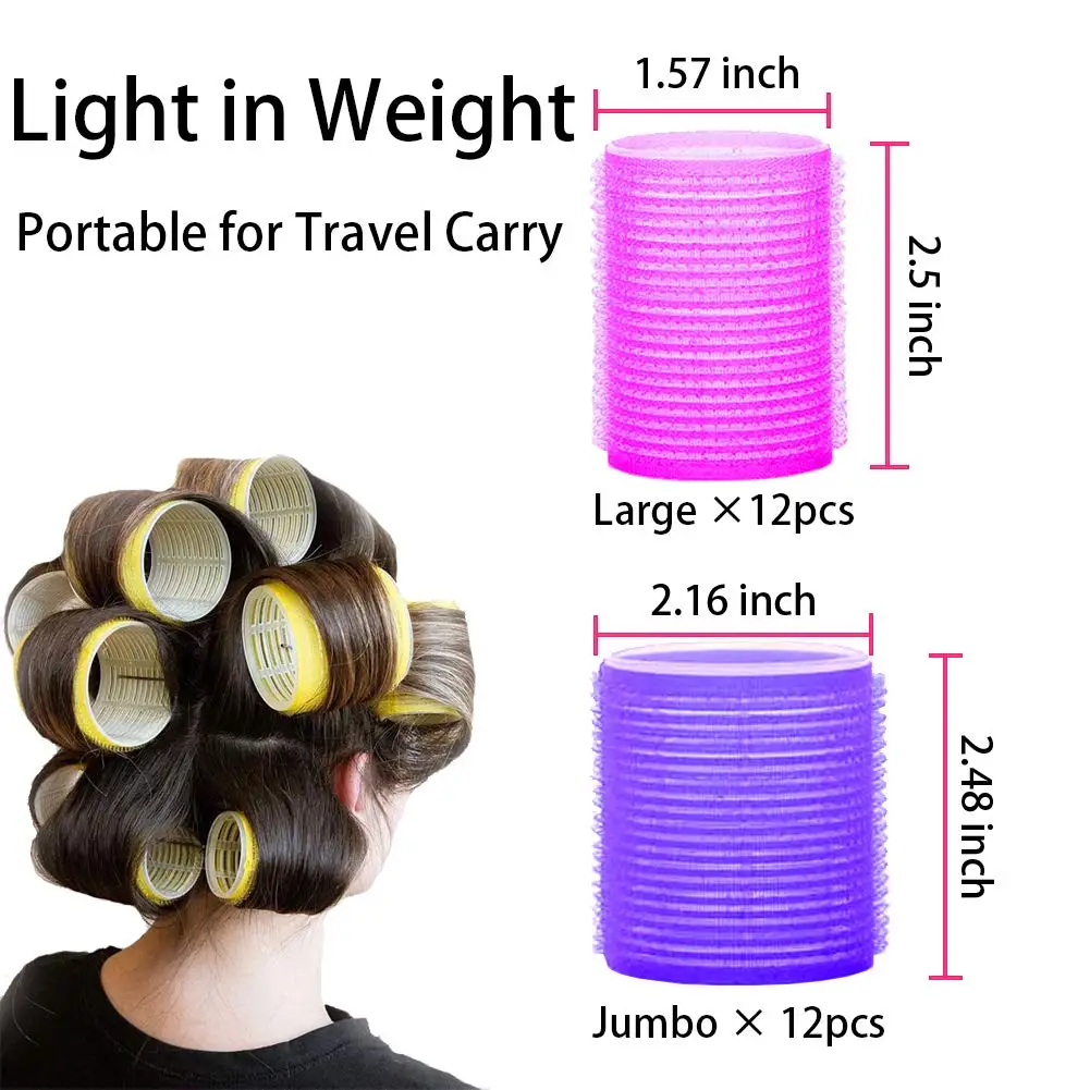

Hair Rollers 6/12Pcs Self Grip Hair Curlers Hair Roller Salon Hair Dressing Curlers Jumbo Size Hair Roller Sticky Cling Style