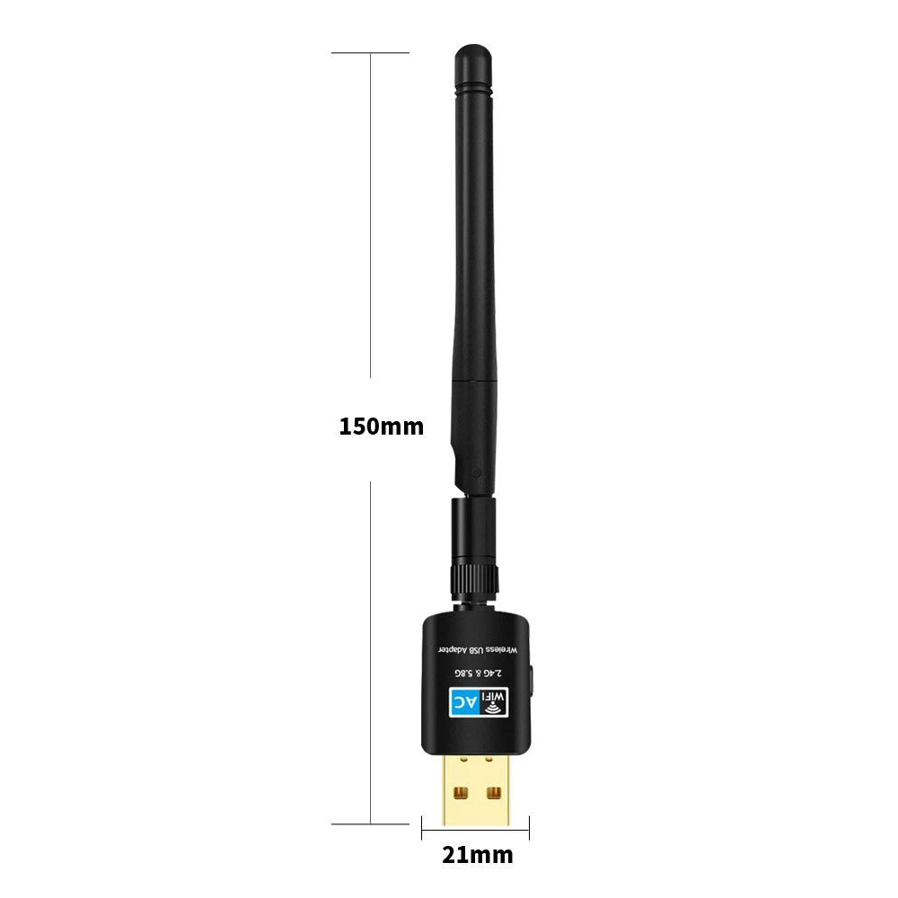 

Wireless USB Adapter 2.4G/5.8G Dual Band Wireless LAN Adapter Portable Wi-Fi Receiver With External 2DBI Antenna