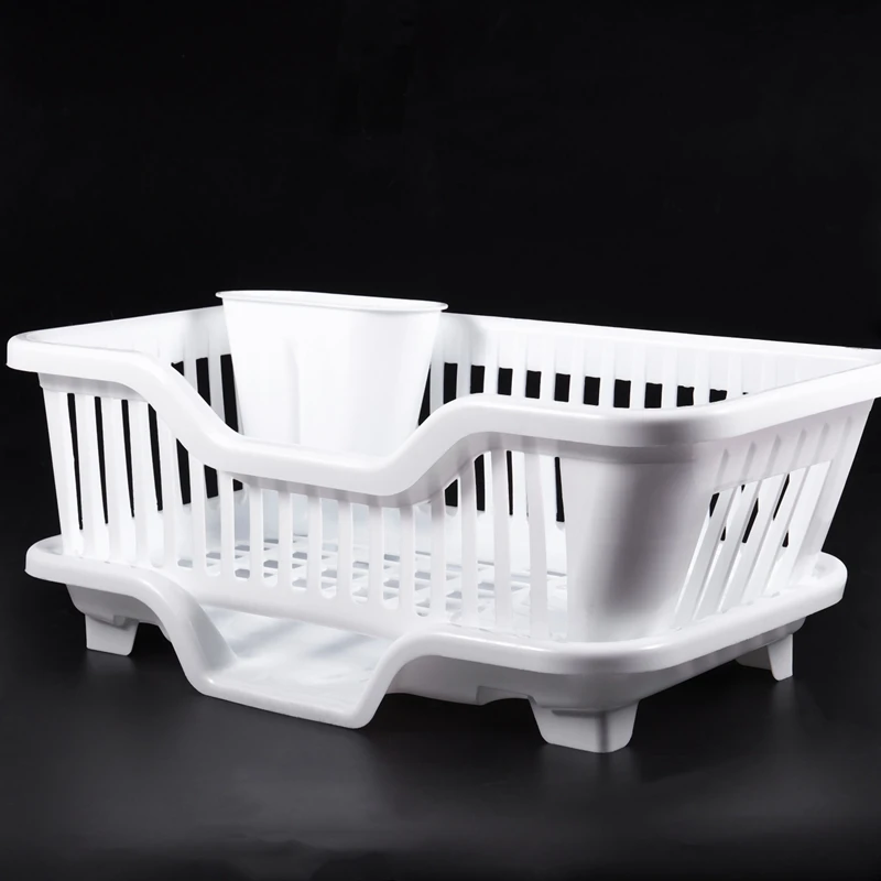 Kitchen Sink Dish Plate Utensil Drainer Drying Rack Holder Basket Organizer Tray White | Дом и сад