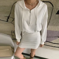 long sleeve white dress lady hooded casual streetwear black mini party spring summer 2021 women fashion clothing vestidos mujer