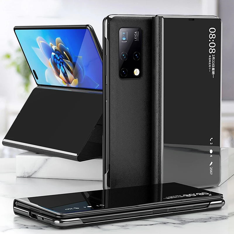 

Smart Fold Flip Phone Case for Huawei Mate X2 Luxury View PU Leather Shell Phone Back Cover for Huawei Mate X2 Anti-fall Cases