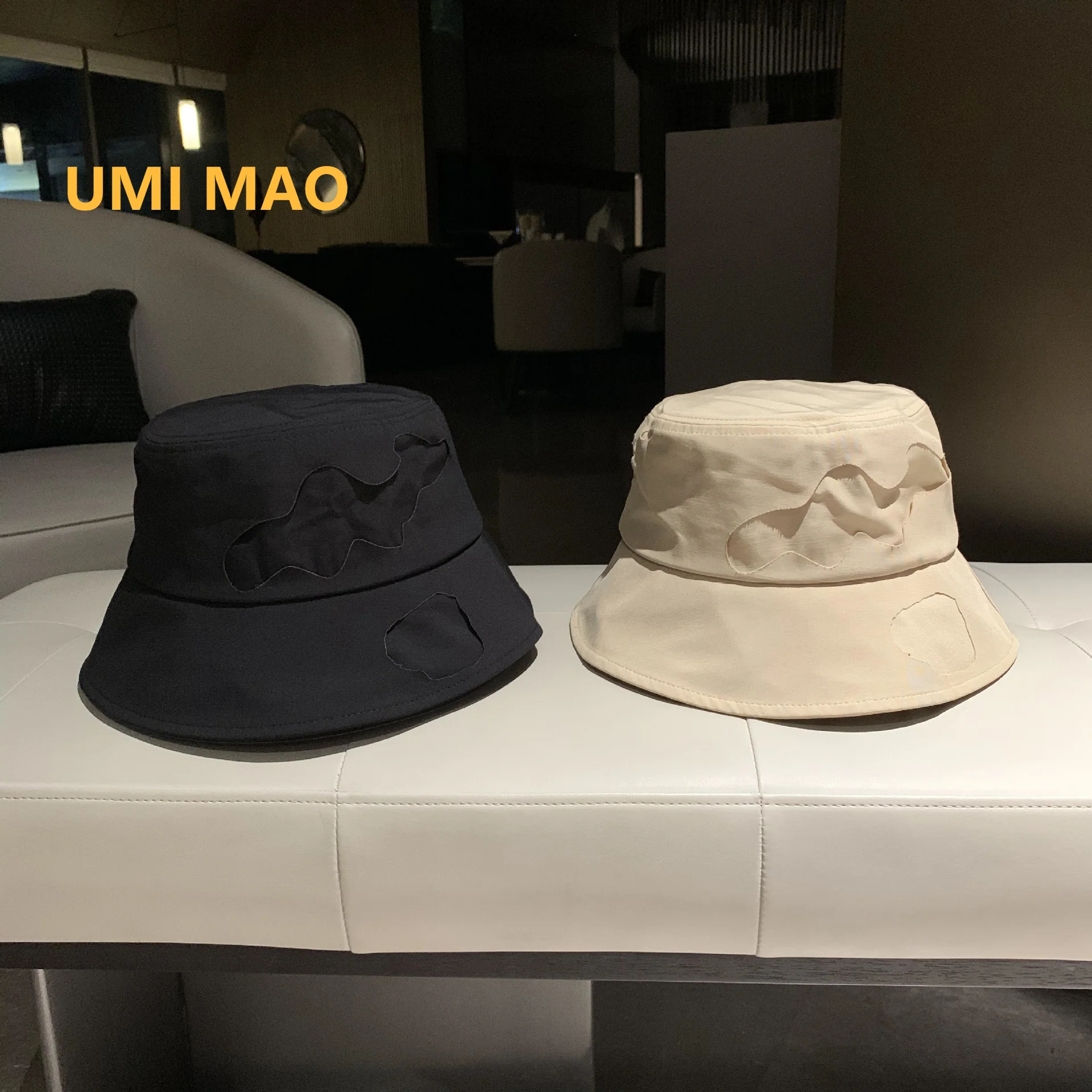 

UMI MAO Spring Summer Korean Version Hole Shade Fisherman Men Women Casual Fashion Wild Basin Sun Shade Bucket Hat Y2k