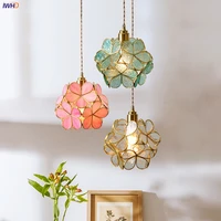 iwhd nordic flower copper pendant lighting fixtures bedroom dinning living room glass led pendant light fixtures luminaria