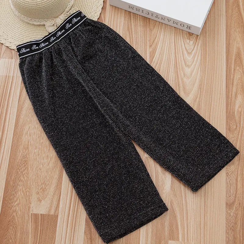 

Girls Clothes Set 2021 Summer Children's Baby Fashion Wide-leg Pants Two-piece Youth Pants + T-shirt Set