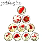 Красивые красочные цветочные узоры Мак 10 шт. 12 мм18 мм20 мм25 мм30 мм круглое фото стекло кабошон демонстрация плоская задняя часть изготовление фурнитуры