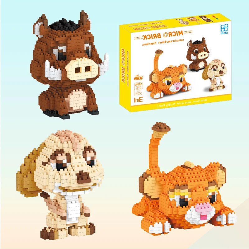 

1856pcs Cartoon Tiger Brown Pig Squirrel 3 Shape Model Building Block DIY Animal Doll Brick Children's Toy Birthday Gift No Box