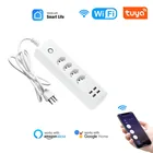 Умный удлинитель, Wi-Fi, 4 стандартных розетки BR, с 4 USB-портами для зарядки, дистанционное управление по времени, голосовое управление для Alexa, Google Home