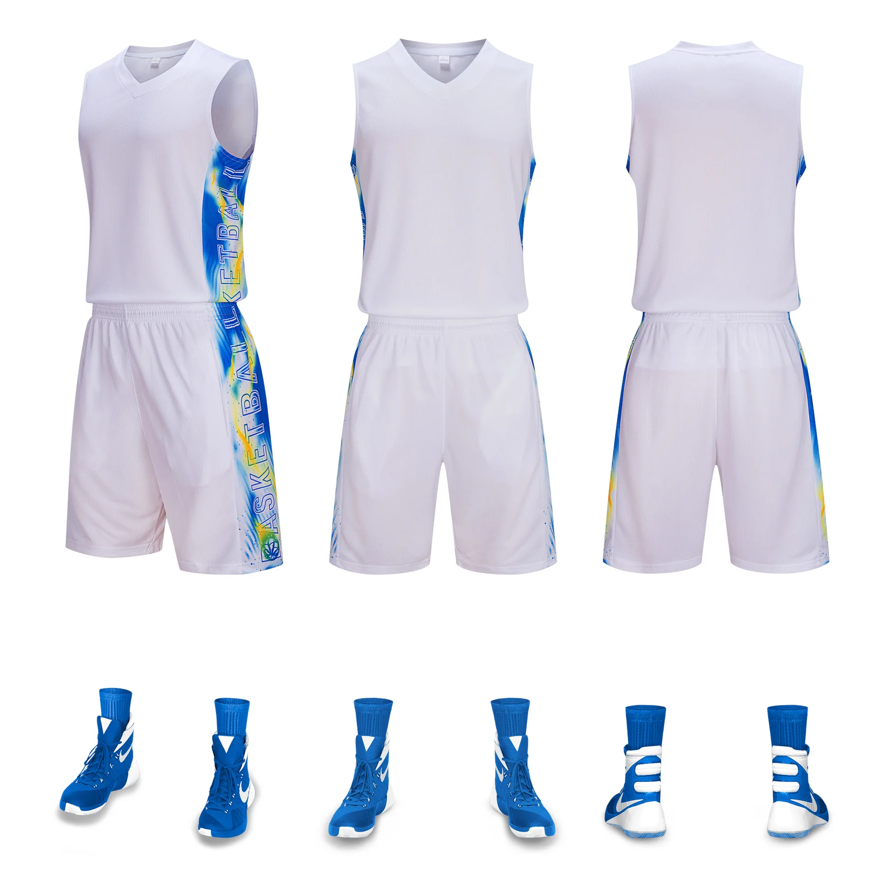 

Retro Style Sports Basketball Uniform Set Clothing Team Men Training Shorts Jerseys DIY Custom Breathable Super Soft Wholesale