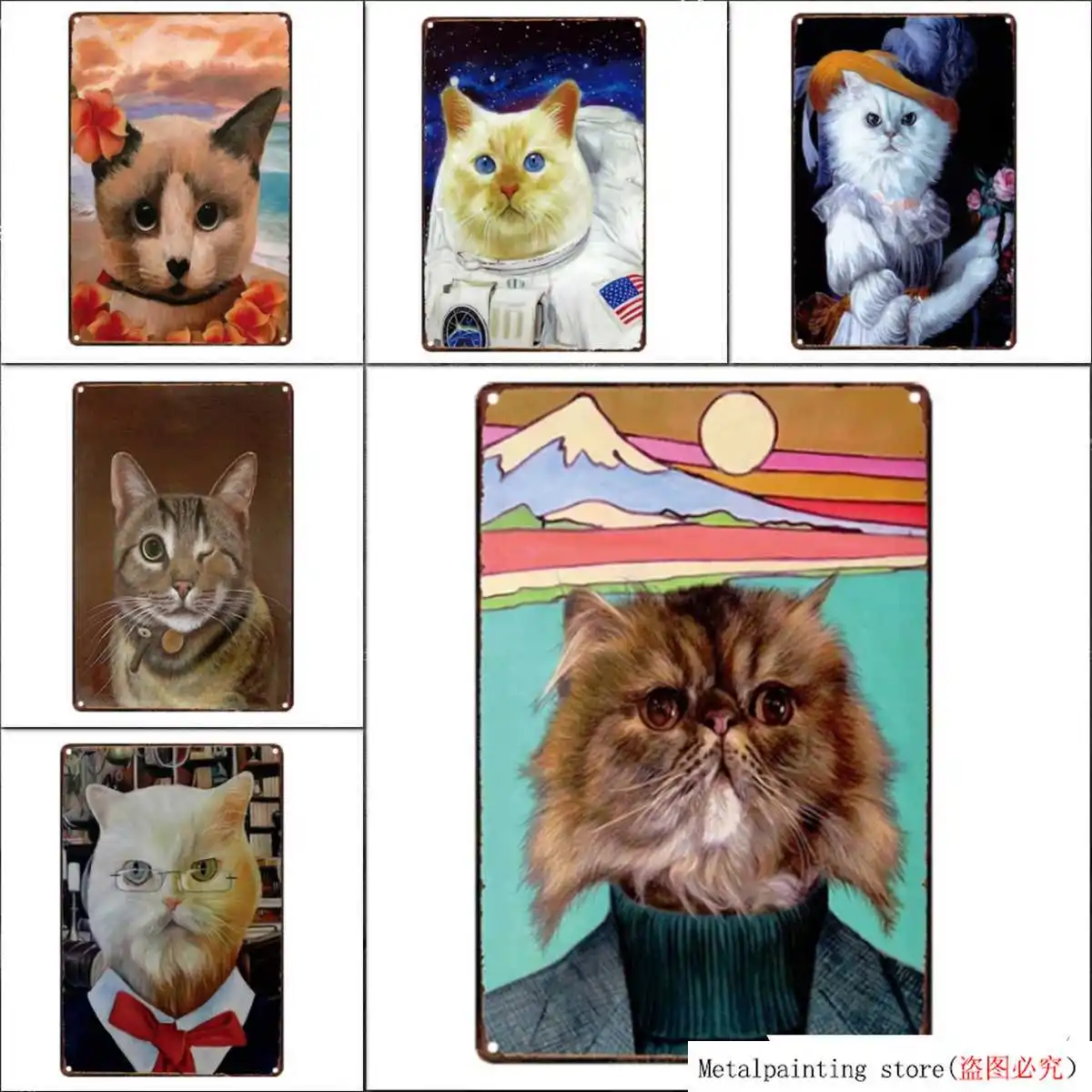 Жестяной ВИНТАЖНЫЙ ПЛАКАТ в виде кошки металлические пластины животные стиль