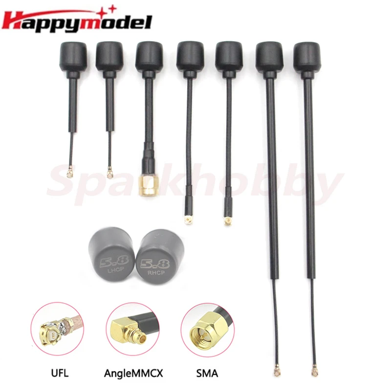 Happymodel 5 8 ГГц Lollipop Omni круговая поляризованная антенна RHCP LHCP черная 2 дБи UFL / SMA/MMCX