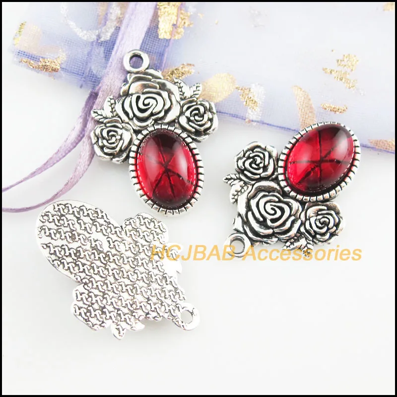 6 новых подвесок эллипса красная глазурованная Роза подвески тибетский