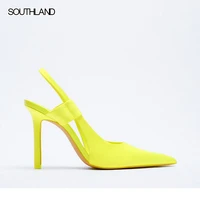 southland 2022 zar new autumn products womens shoes lime green slingback high heeled mules