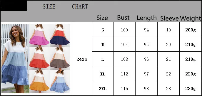 

Summer Holiday Mini Dress 2021 Women O Neck Short Sleeve Color Patchwork Ruffles Basic Beach Dresses Sundress Streetwear