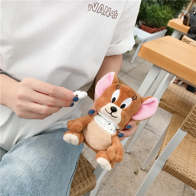 Для AirPod 2 Чехол 3D Том и Джерри мышь из мультфильма мягкого плюша беспроводной