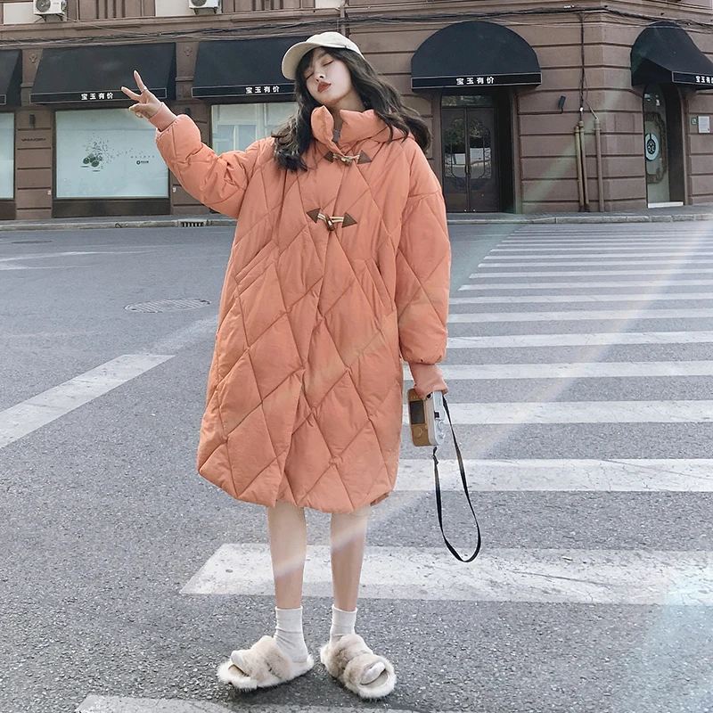 

ALMUERK 2020 Winter Women Parka Extra Long Hooded Pocket Coat Warm Bomber Jacket Cotton Style Long Plus Size Large Hoody