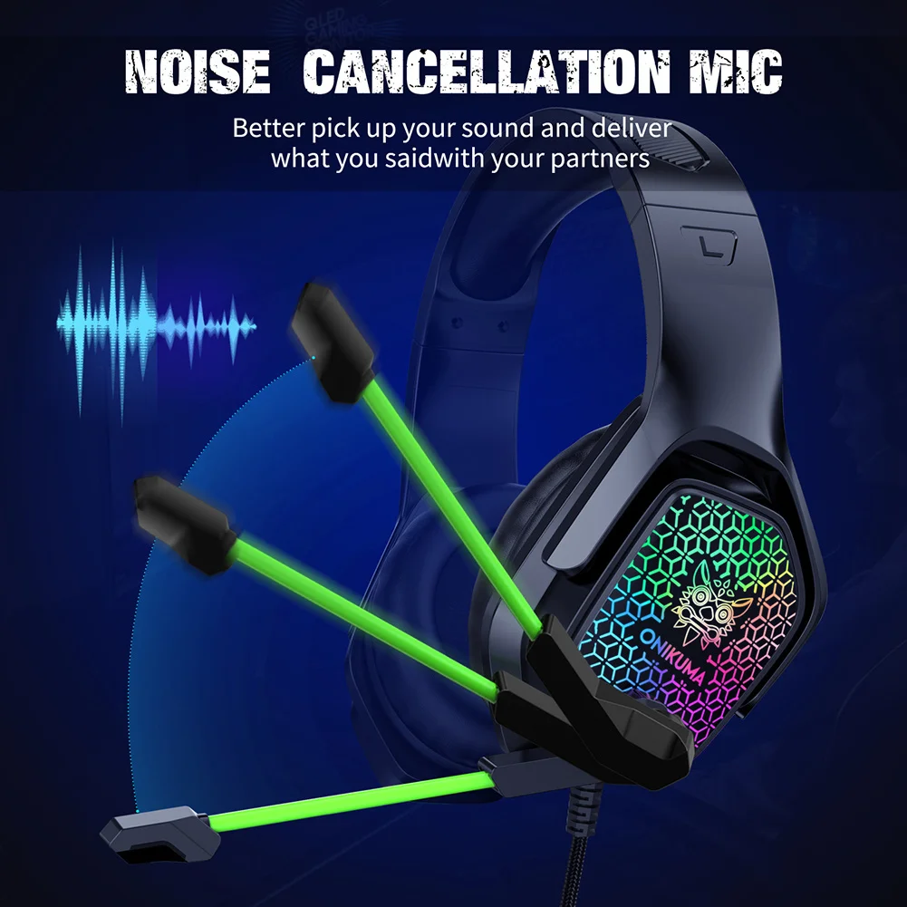 

3.5mm Wired RGB Gaming Headphone With Adjustable Headband For Computer Microphone For PS4 PC Phone