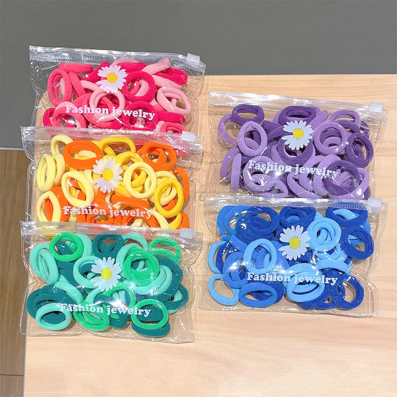 50/Set beb&eacute; chicas caramelo de Nylon colorido peque&ntilde;o el&aacute;stico bandas para el pelo de los ni&ntilde;os de cola de caballo titular Scrunchie diadema Ni&ntilde;os Accesorios-2