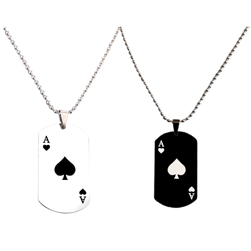 Новинка 2021 ожерелье Lucky Ace Of Spades из нержавеющей стали мужское покерный кулон