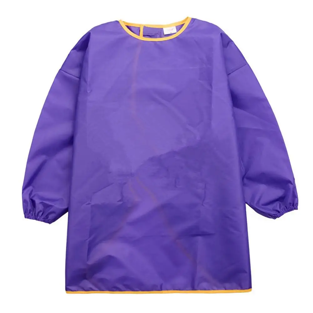 Delantal de manga larga impermeable para ni&ntilde;os, bata de alimentaci&oacute;n, babero, Color s&oacute;lido-3