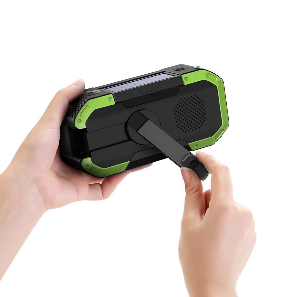 spesifikasi Radio Darurat 5000MAh Dengan Senter LED Engkol Tangan Portabel Radio Cuaca BT/TF/AM/FM Untuk Kemah Rumah Bertahan Hidup
