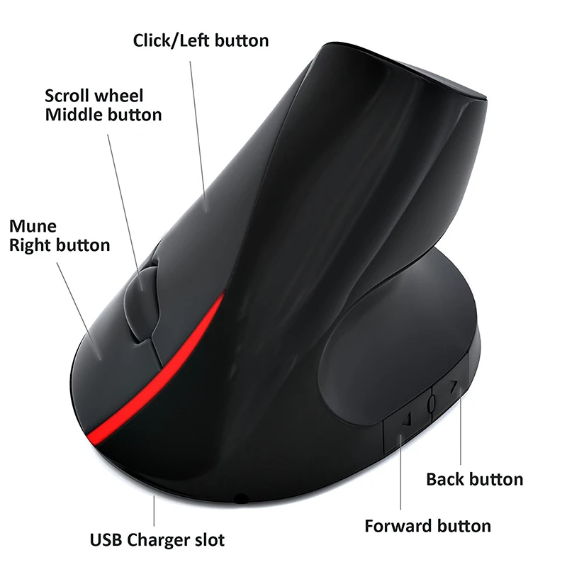 Вертикальный Беспроводной Мышь эргономичная оптическая мышь Bluetooth Usb Sem Fio Mause 800
