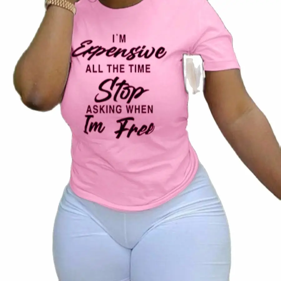 

The New Ms Personality Letter Printing Women's Clothing T-Shirt Summer Loose Large Size Round Neck Short Sleeve