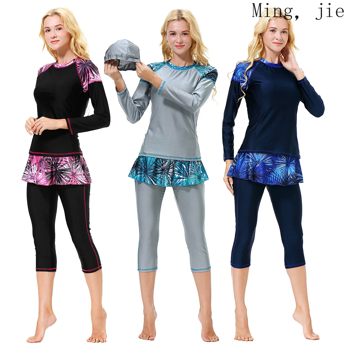 

Southeast Asian Swimwear Conservative Swimwear Women's Swimming Trunks Plus Size Pure Color Luxury Beach