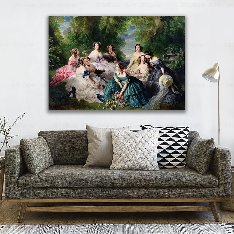 

Famous Painting ,Empress Eugenie Surrounded by Her Ladies in Waiting ,Canvas Prints Wall Picture for Living Room Home Decoration