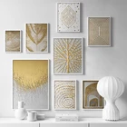 Скандинавский абстрактный золотой лист, геометрический роскошный постер, Картина на холсте, современный для гостиной, спальни, домашний декор, настенный художественный принт