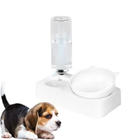 600ml pet double bowl automatic drinking fountain overturned neck guard cat food dog bowl easy clean resin pet bowl supplies