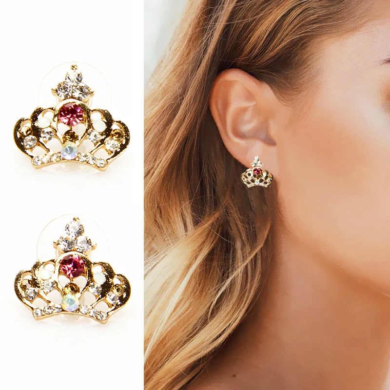 Новинка 2019 популярные модные цветные серьги в Корейском стиле с рисунком короны
