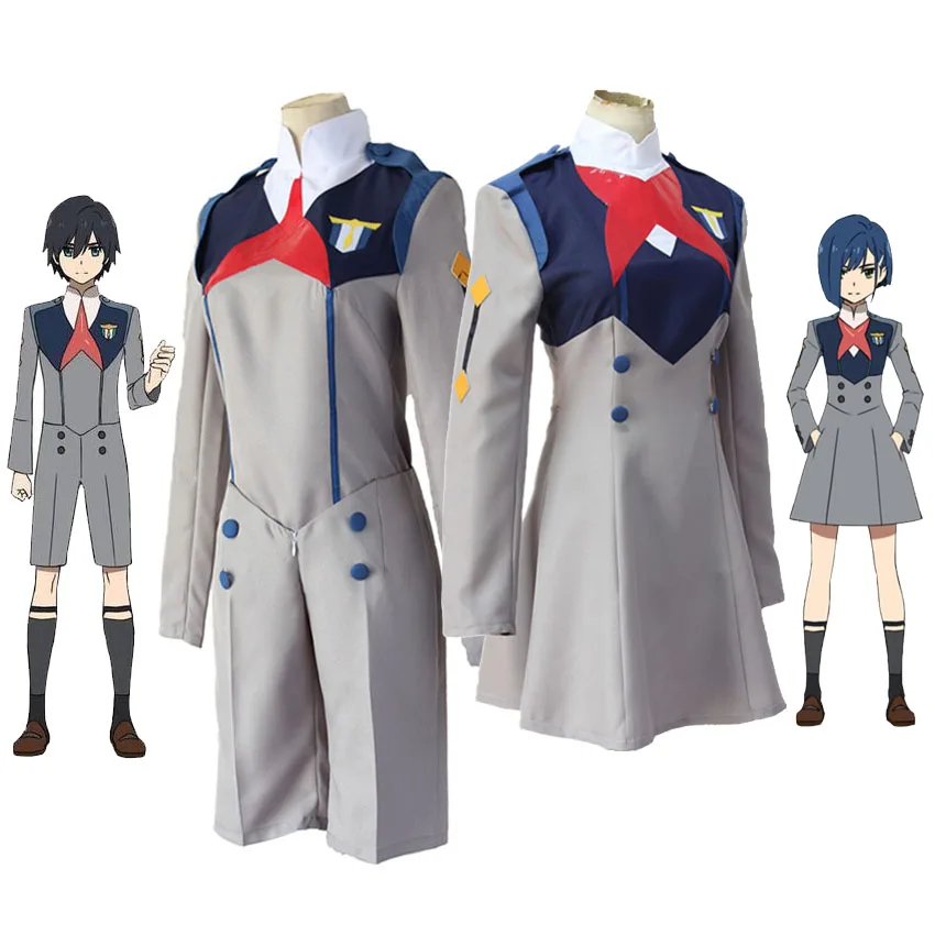 

Hot DARLING in the FRANXX Cosplay Costume Ichigo Code 015 Uniform Dress Hiro Code 016 Uniform Halloween Costumes Cosplay Wigs