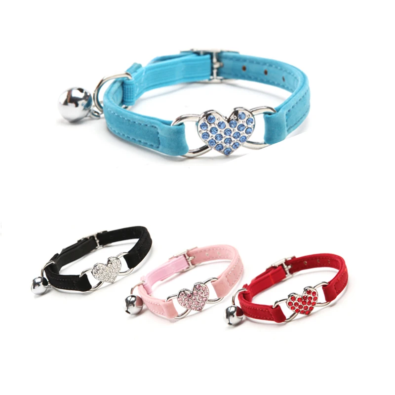 Стразы ожерелье для кошек в форме сердца и щенков безопасное эластичное