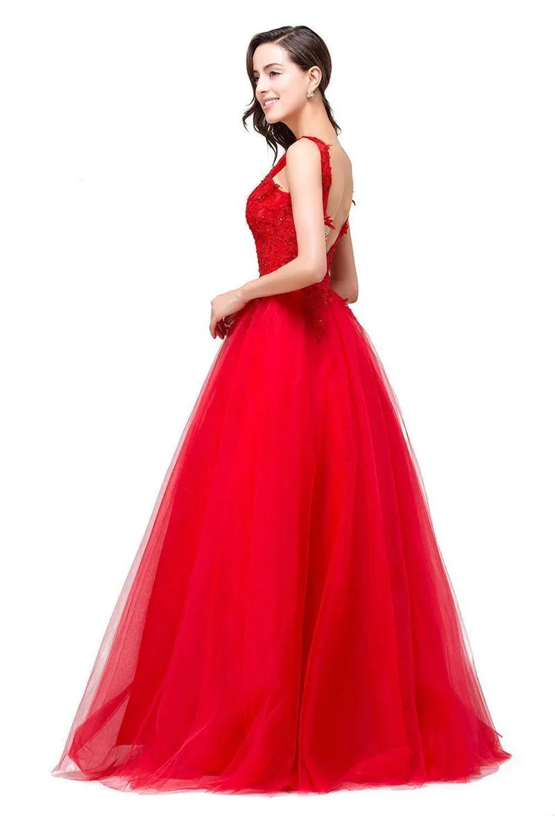 Красное ТРАПЕЦИЕВИДНОЕ длинное вечернее платье с блестками vestido de festa пикантный кружевной с открытой спиной тюлевые вечерние платья Robe De Soiree