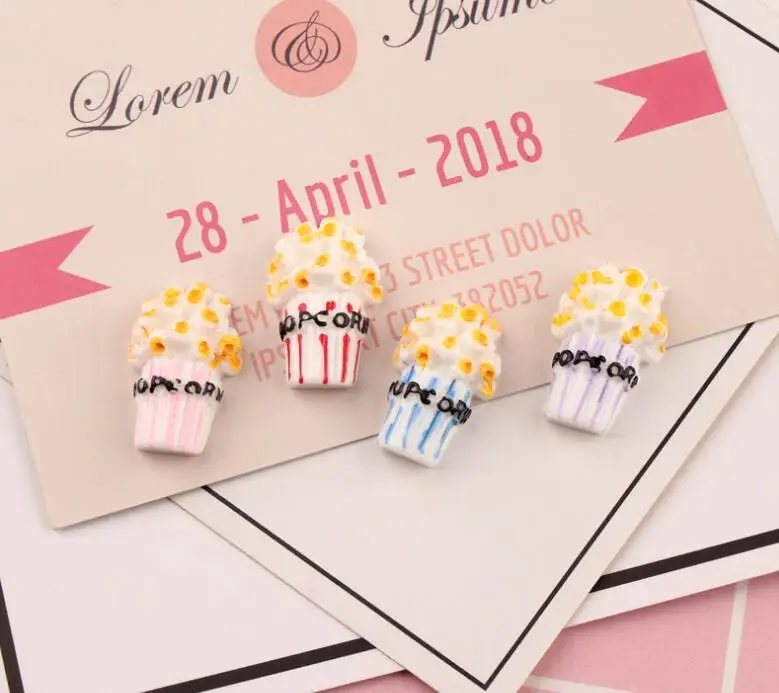 10 шт./лот кабошоны из смолы с плоской задней стороной имитация еды попкорн для