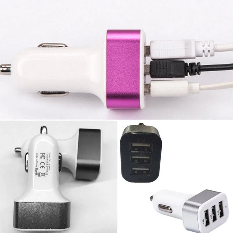 3 USB Car Charger Quick Charge Cigarette Lighter 3-Ports Fast For Phone Charging Adapter Accessories | Мобильные телефоны и
