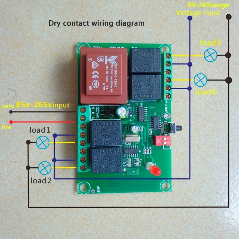 

AC 220V 4CH Wireless Remote Control System Switch Receiver 4 Buttons 433Mhz