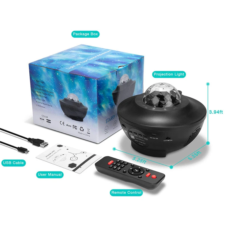 

New Galaxy Projector Light Sky Twilight Star Ocean Wave Projection Bluetooth Speaker Voice Control Christmas Projector Light