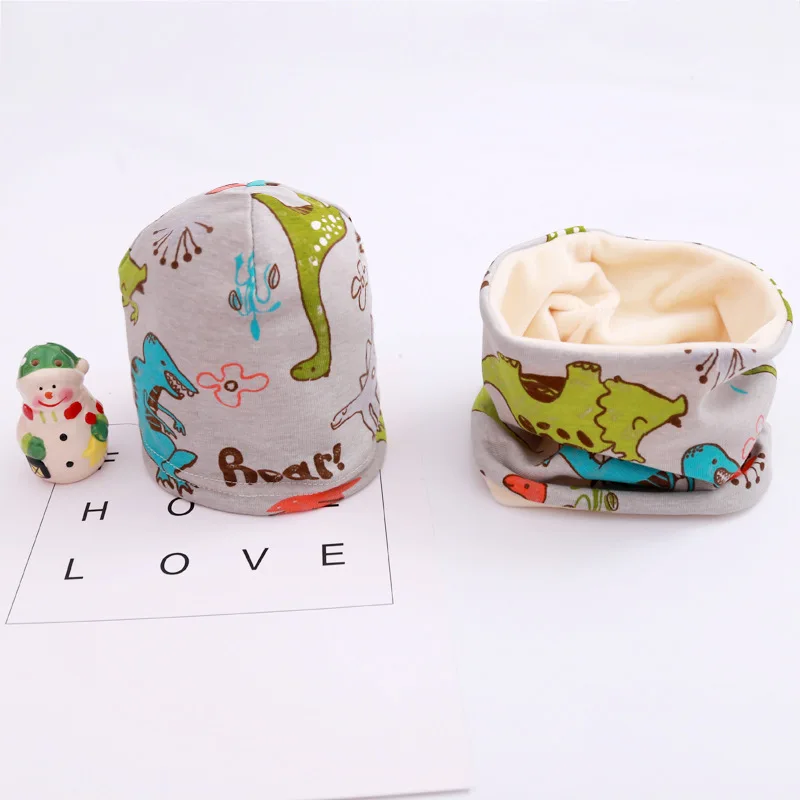 Детская шапочка с принтом шарф комплект из двух предметов костюмы воротником и