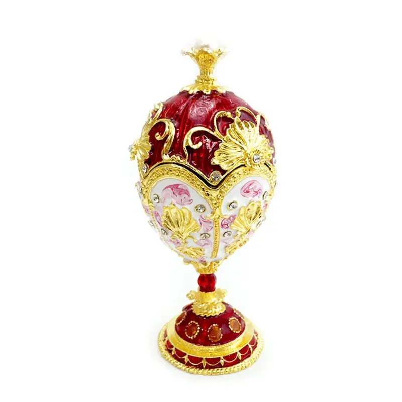 Красное золото Faberge яйцо ручная роспись ювелирные изделия шкатулка подарок на